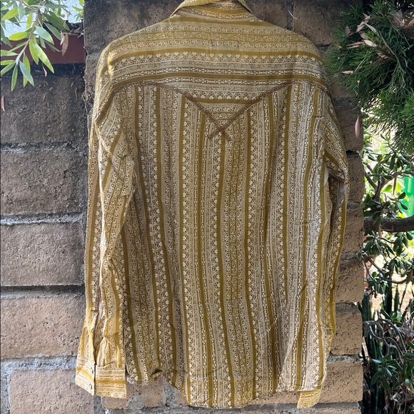 Diesel mustard Cotton Fabric size L women’s western style‎ pearl snap vintage. - Picture 3 of 12